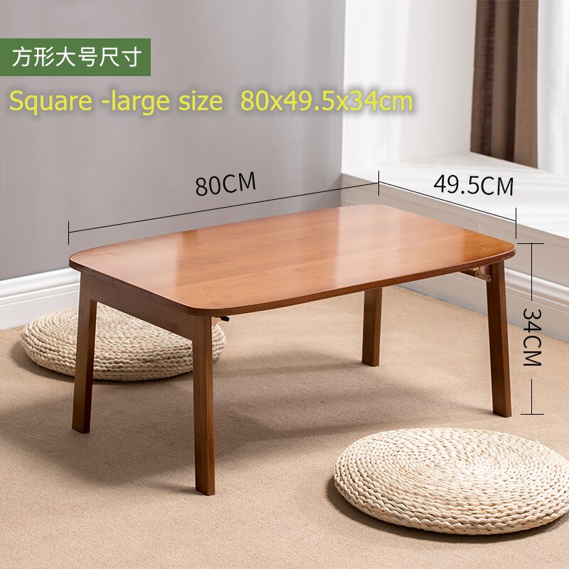 80X49X35 Bamboe Slaapkamer Kleine Tafel Grond Vouwen Eenvoudige Bureau Erker Thee Seat Slaapzaal Schrijven board Optioneel Grootte: Square 80x49.5x34cm