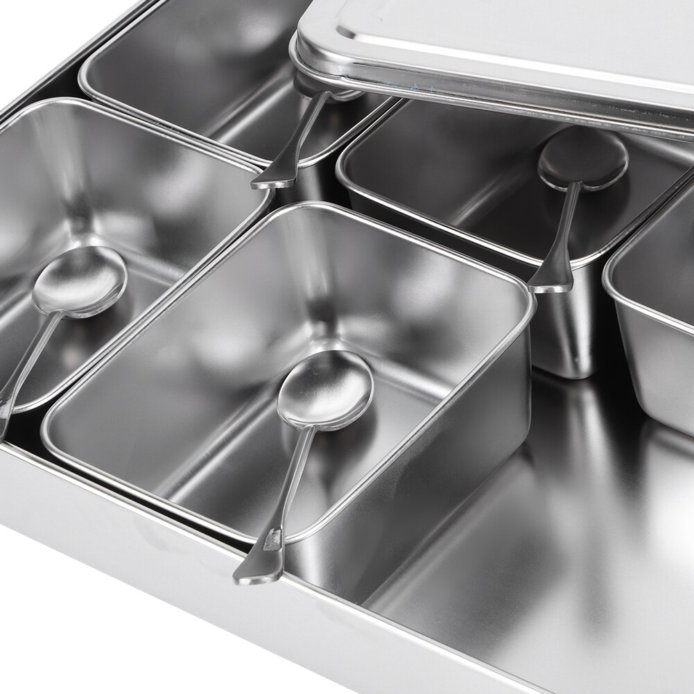 8 Grids Stainless Steel Seasoning Box Condiment Storage Containers Spice Jar Kitchen Utensils Condiment Box
