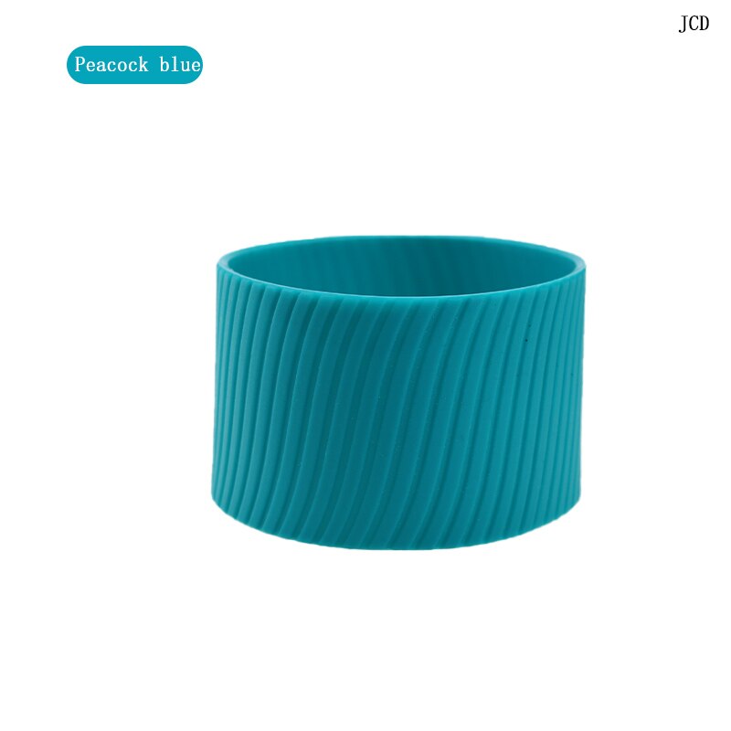 JCD 8cm Silicone Ceramic Cup Sleeves Coffee Mug Wraps Sleeves Recyclable Heat Proof Glass Water Cup Sleeves Cover Home Tools: Peacock blue-8cm