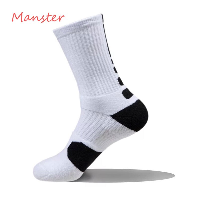 Men Socks Autumn Winter Male Thermal Compression In Tube Cotton Socks Kobe James Curry Durant Socks Casual Thick Sock: Long White Black