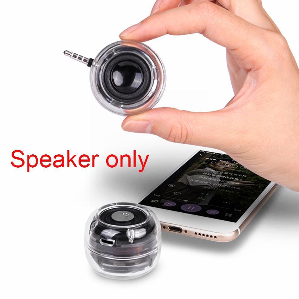 Portable Hifi 3d Surround 3.5mm Aux Audio Jack Mini Wireless Round Shape Powerful Crystal Speaker For Phone Tablet V5m6