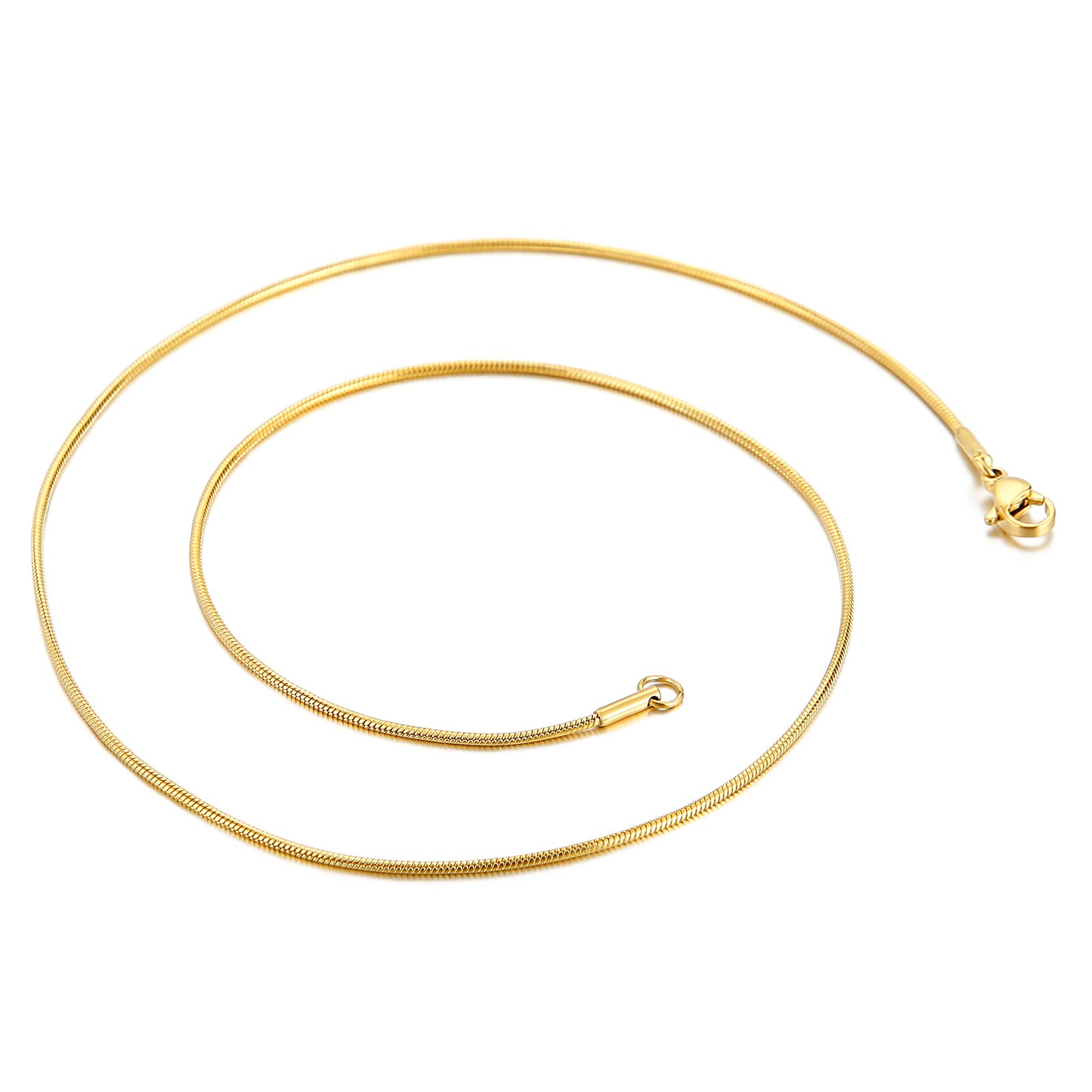 0.9/1.2/1.5mm Stainless Steel Snake Chain Necklace Women 18K Gold Color Classic Round Chain Jewelry 1Pcs