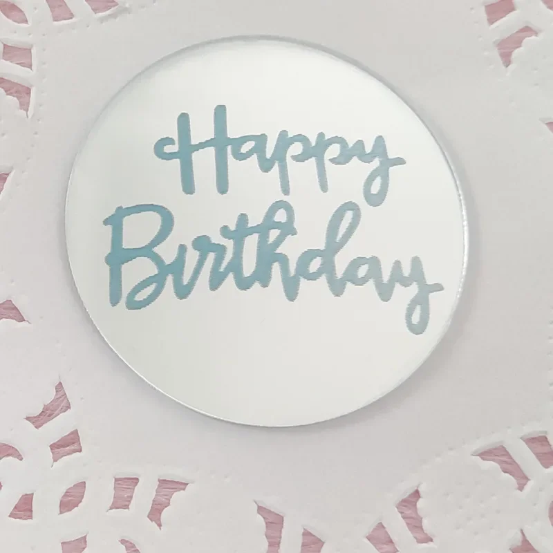 10 stk. tillykke med fødselsdagen cupcake toppers guld akryl cirkel dessert kage gør-det-selv dekorationer indsæt kort børnefødselsdagsfest dekoration: Militærgrøn