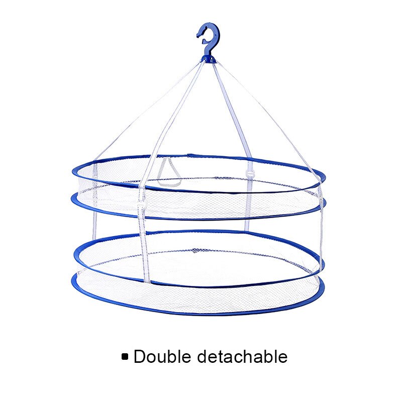 Portable Foldable Drying Rack Hook Drying Rack Hanging Clothes Laundry Basket Dryer Net Double-layer Wash Drying Clothes Basket: 4