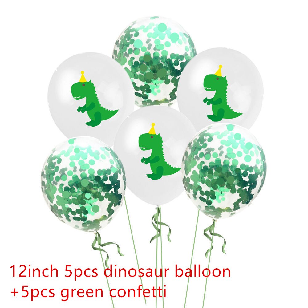 1 set grattis banderoller dinosaurie fest dino latex ballonger baby födelsedag dekorationer barn dinosaurie födelsedagsfest tillbehör: Himmelsblå
