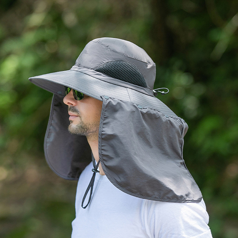 Schnell trocknender Fischerhut für Herren, UV-Nackenschutz, Sonnenschutz, draussen, atmungsaktives Gittergewebe, Wandern, Angelkappen, Sommer