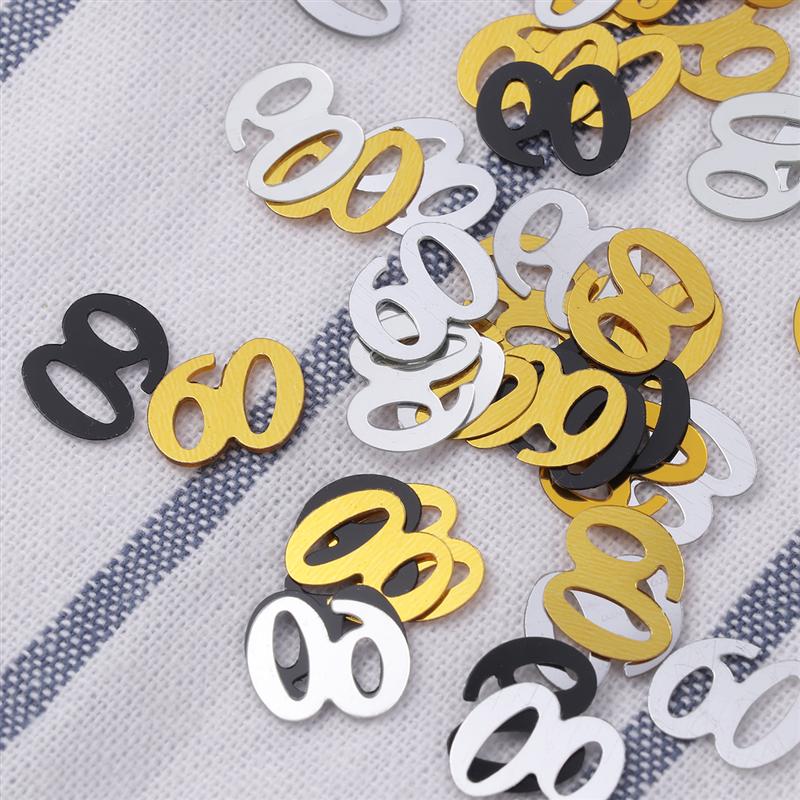 1200pcs Party Decorative Confetti Number 60 Sequins Confetti Party Supplies Table Confetti Decor For Birthday Anniversary A35