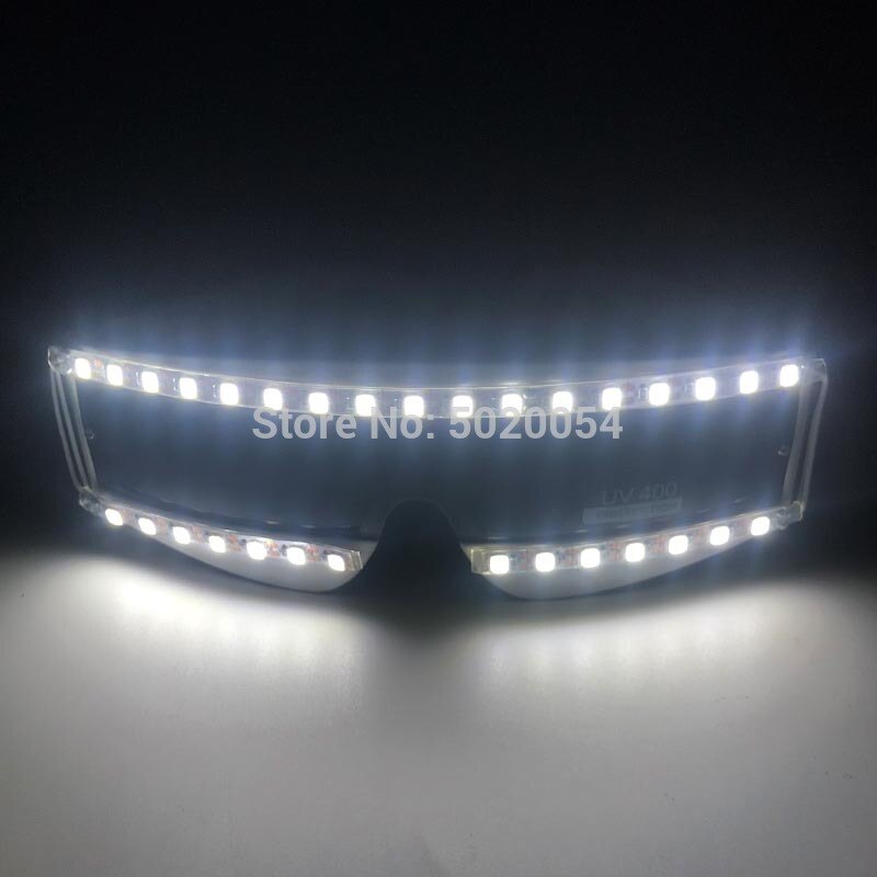 Popular Birthday Party Rave LED Glasses Night Vision Glasses Glow in Dark Unisex Light Up Glowing Glasses Flashing Sunglasses: Type 02-White