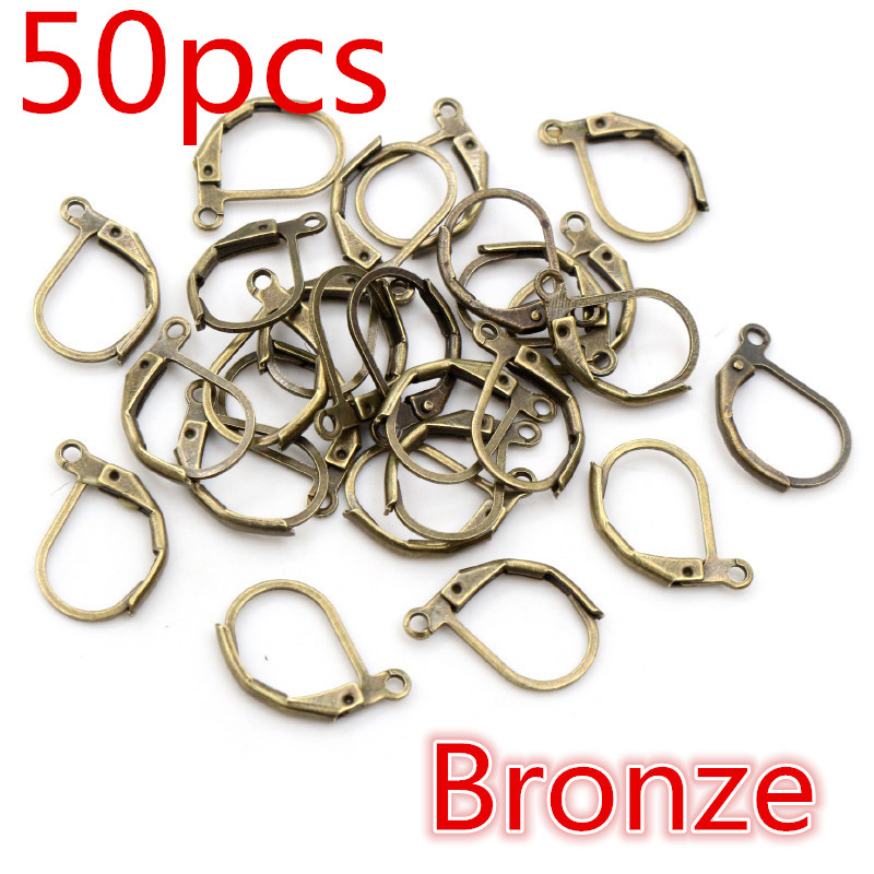 30-50 uds/lote de oro plata francés pendiente ganchos de alambre configuración Base aros pendientes para bricolajes artículos de fabricación de joyas al por mayor: Verde
