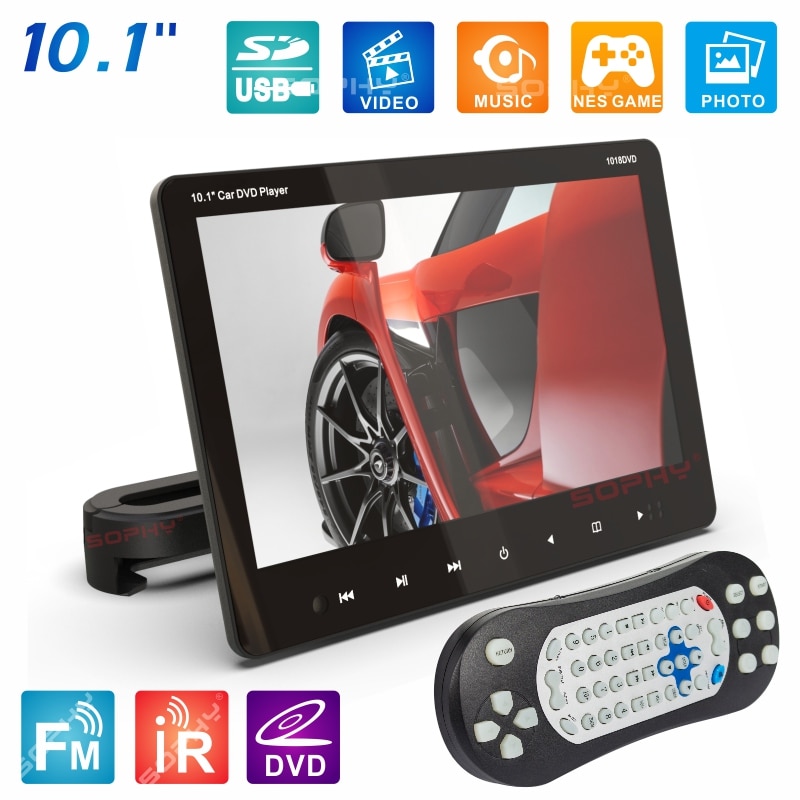 7 zoll Universal Auto Kopfstütze Monitor Automobil Hinten Sitz Unterhaltung Multimedia Video Player AV USB SD MP4 FM