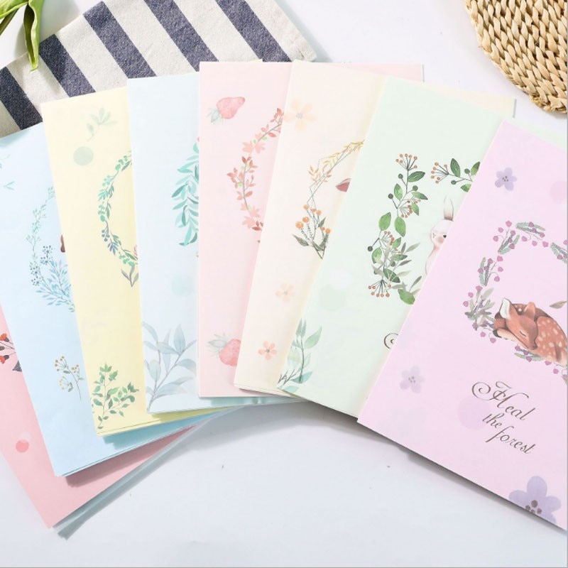 Enveloppe d&#39;écriture Kawaii avec 6 feuilles de lettres, ensemble de lettres, papeterie pour cartes d&#39;invitation, 3 pièces
