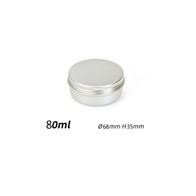 5ml-250ml kosmetiske aluminiumsdåser aluminiumskasser sølv aluminiumsdåser dåser skruetop rund lys krydderi dåser dåser lågbeholdere: 80ml