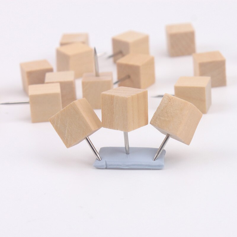 100pcs/set Square Shape Wooden Push Pin Art and Picture Used Office School Standard Pin Sundries Accessary