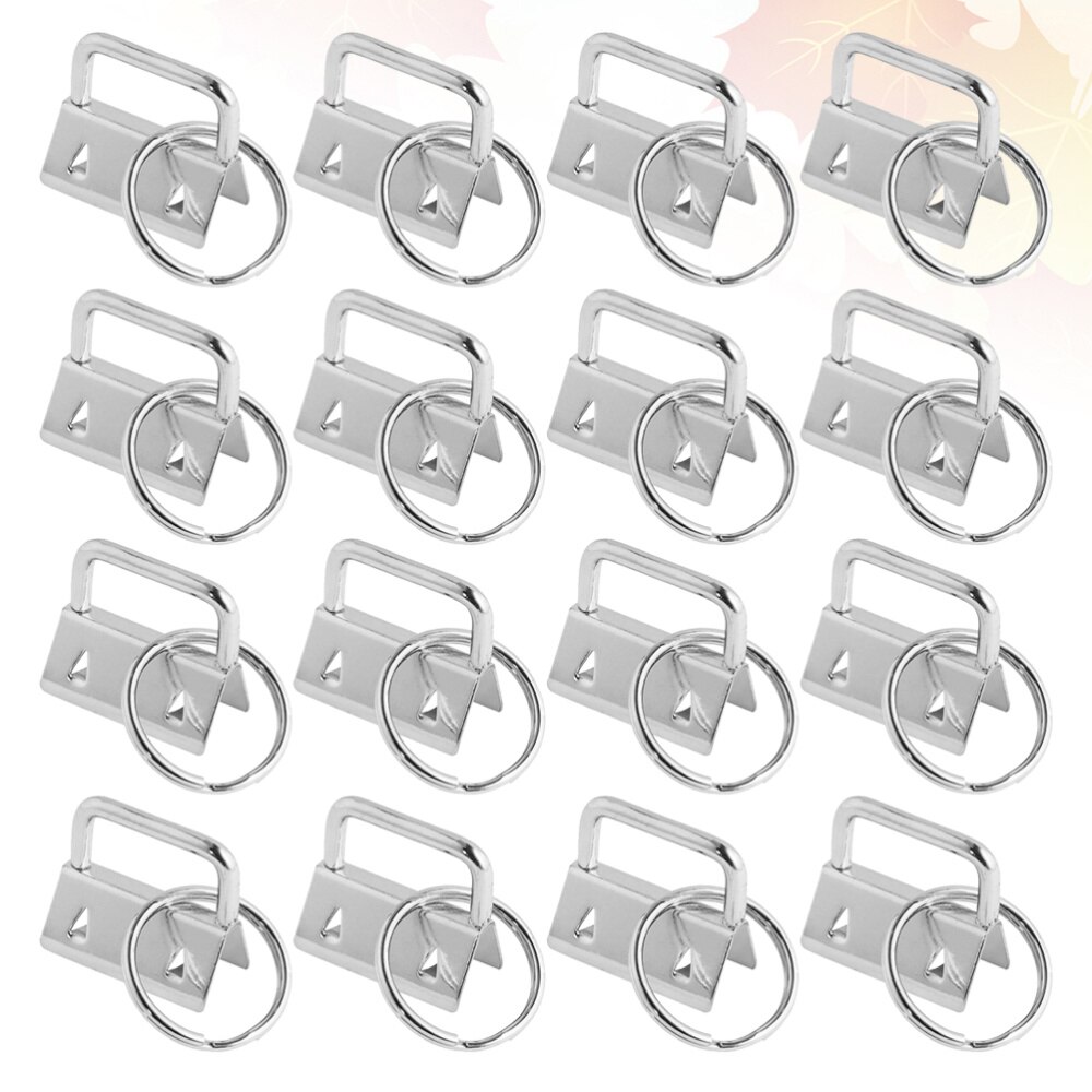 25/50Pcs DIY Fabric Hardware Key Chain Fob Wristlet Hardware with Key Ring for Lanyard Luggage Strap Accessories（25mm, Silver)