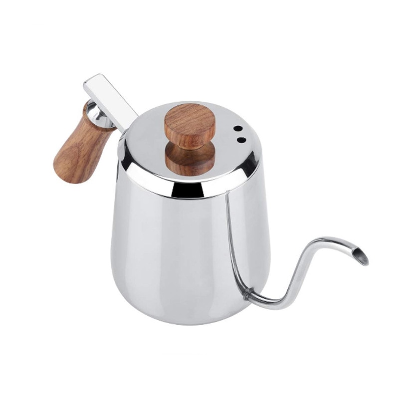 Leeseph kaffekjele i rustfritt stål 0.6l/20oz,  svanehals helle over kaffekjele for te og kaffe med trehåndtak