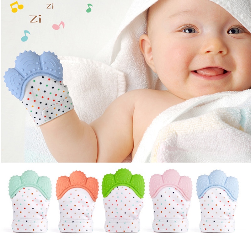 Baby Bijtring Food Grade Silicone Tandjes Wanten Handschoen Cartoon Geluid Pasgeboren Bijtringen Mitts Chew Toy Baby Kauwen Bijten