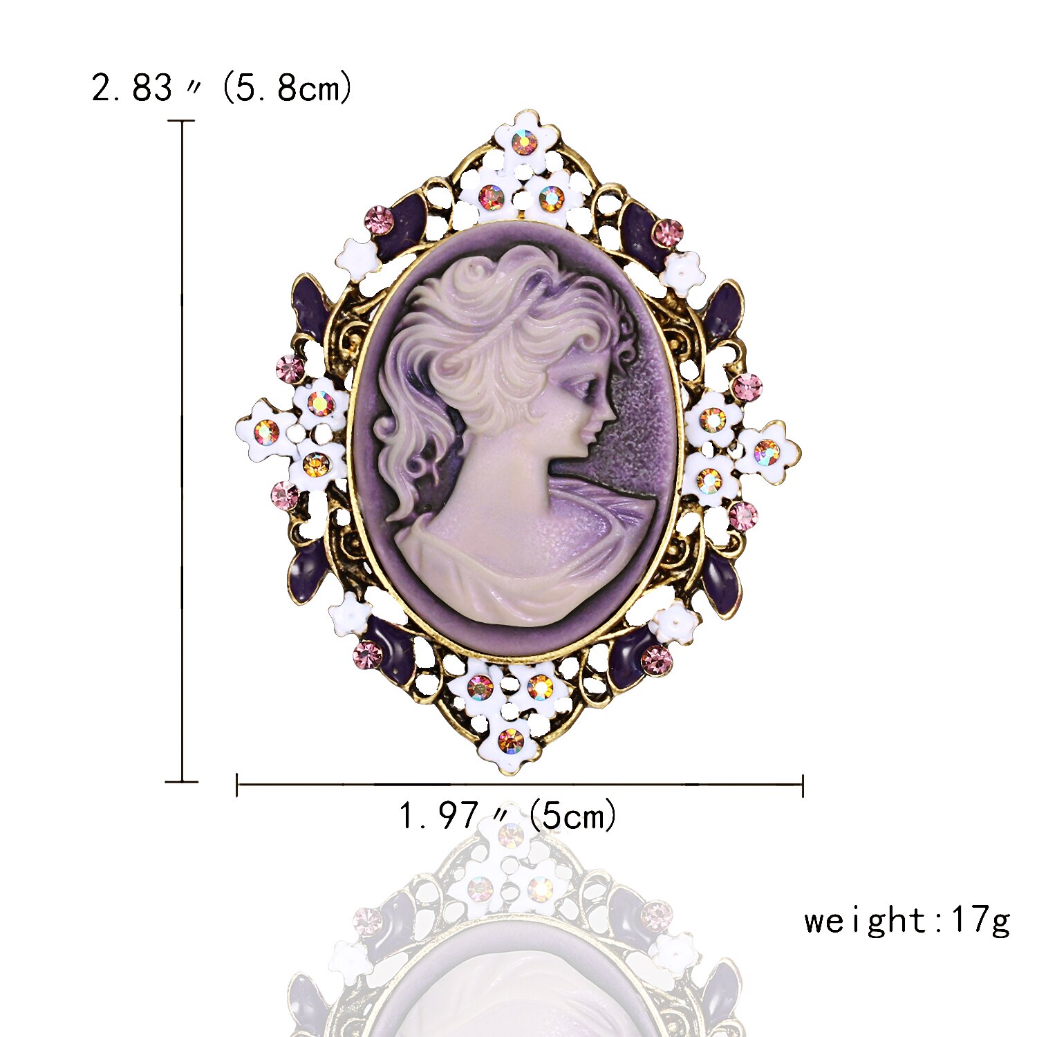 Rinhoo kristall cameo skönhet huvud vintage brosch nålar kvinnor vacker dam flicka figur kavajslag märke kontor tillfällig bröllop smycken: 4