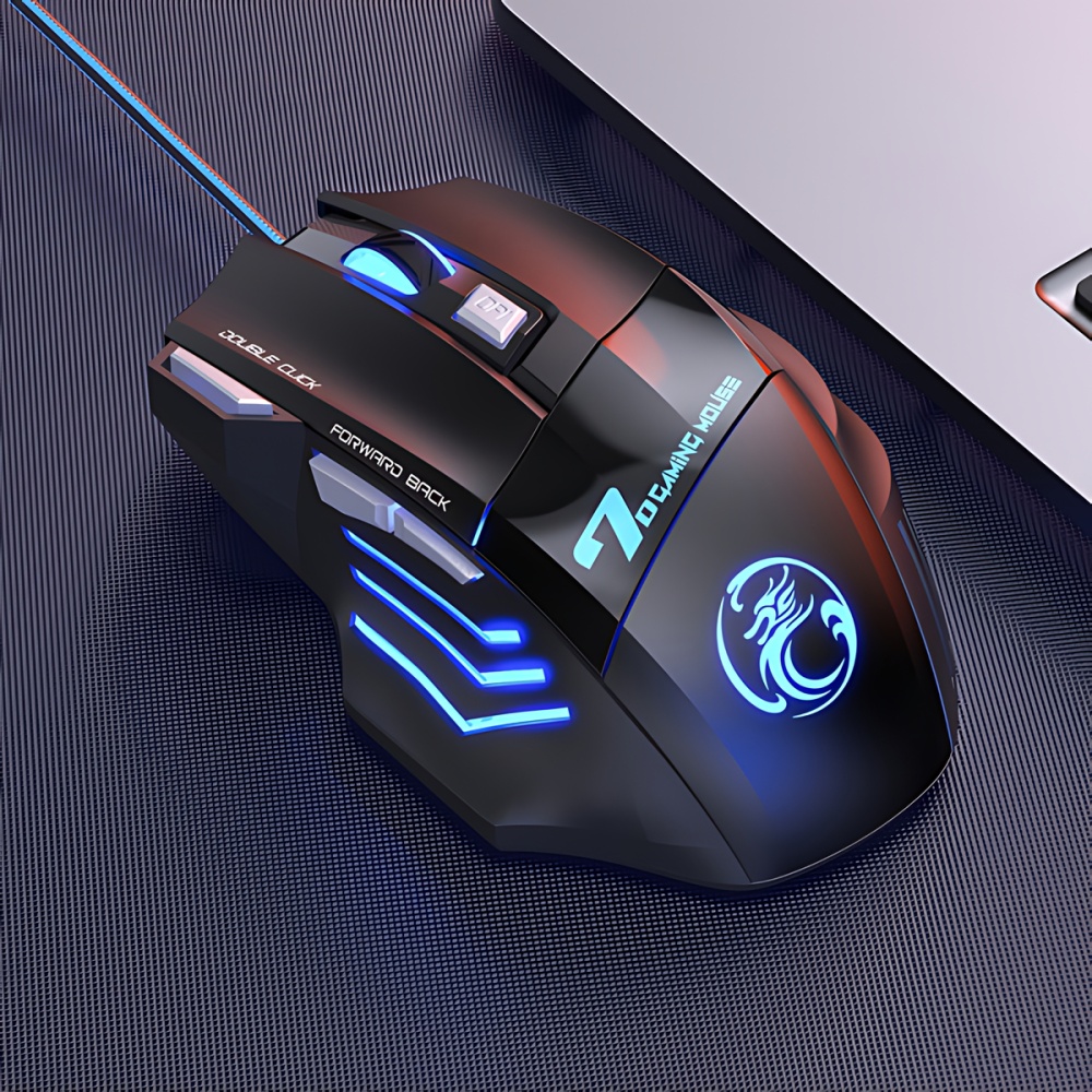 STONEGO-ratón ergonómico para Gaming, Mouse con cable USB, 5500 DPI, con retroiluminación LED, 7 botones, para PC y portátil