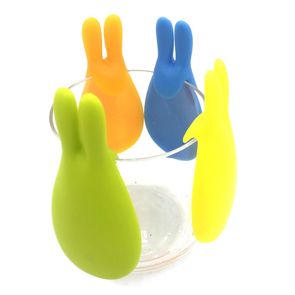 3 stuks siliconen konijn wijnglas marker drinkbeker identificatie feestbeker bord (willekeurige kleur)