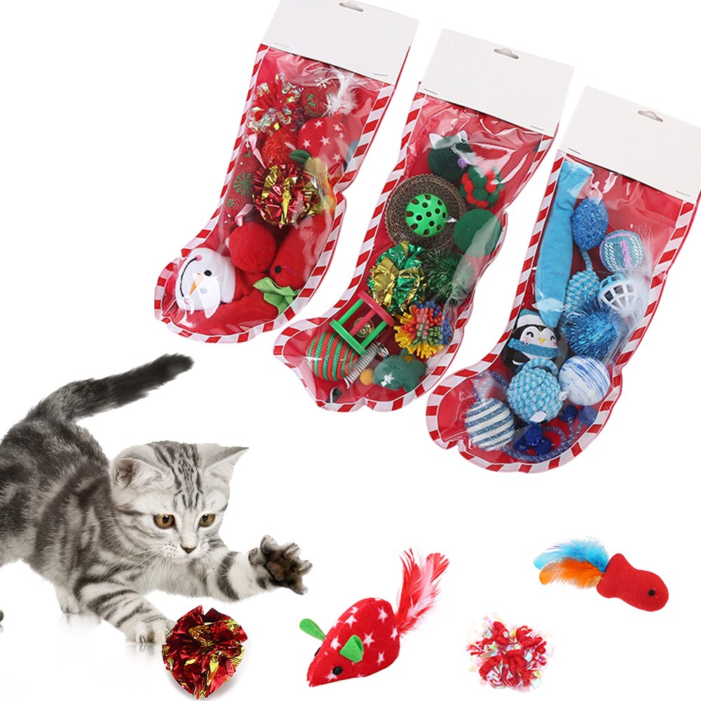 Juguete para gatos medias de Navidad con juguetes Set de juguetes mascotas, gatito juguetes-gato Juguetes