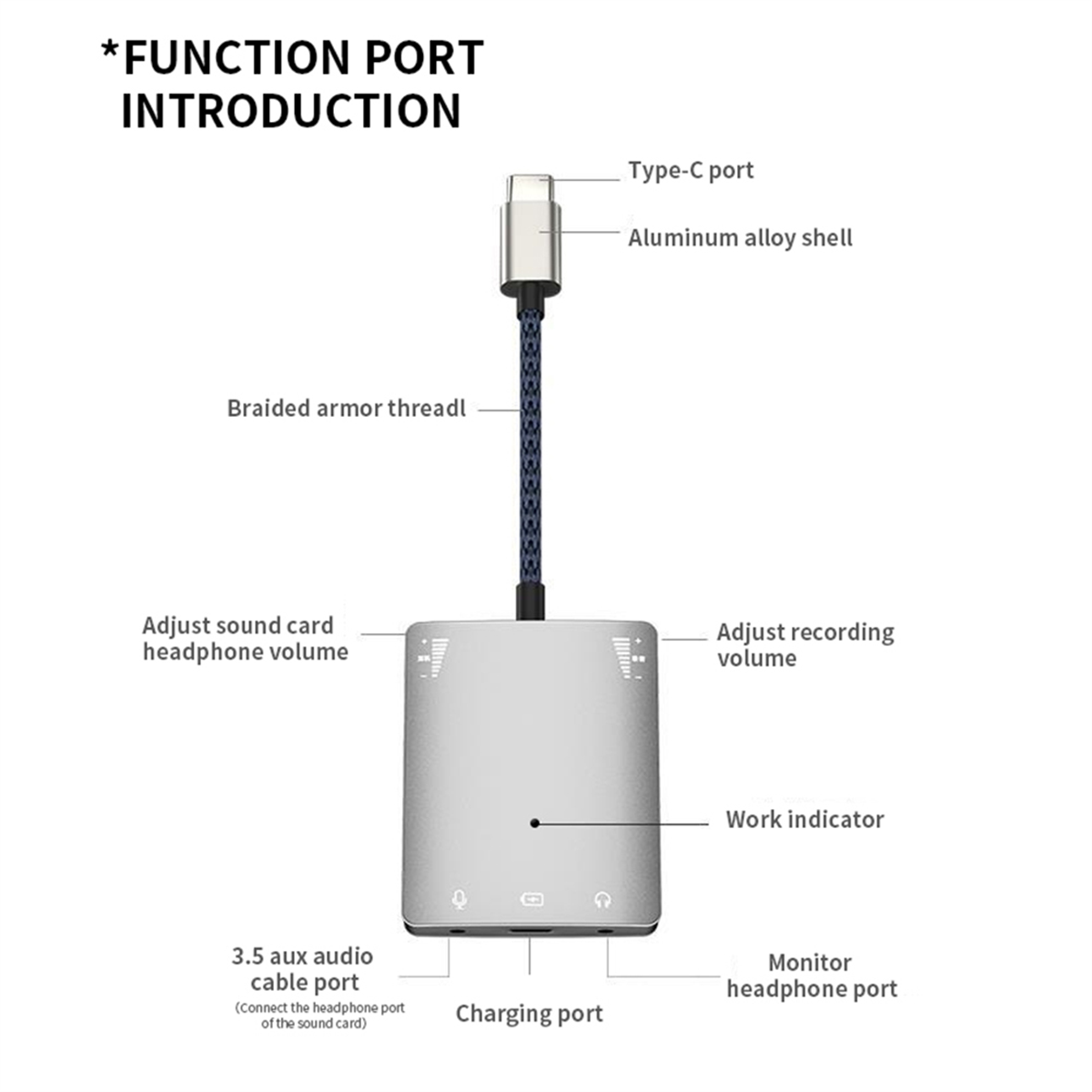 Usb-c geluidskaart luidspreker 3.5mm audio-interface adapter voor huawei -n64r