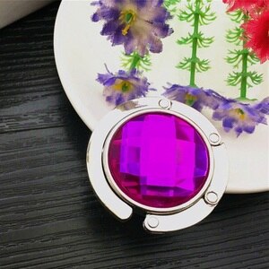 practical Portable Folding Table Desk Hanging Clip Crystal Alloy Purse Handbag Bag Hanger Hook Holder Desk Hanging Hook: Purple