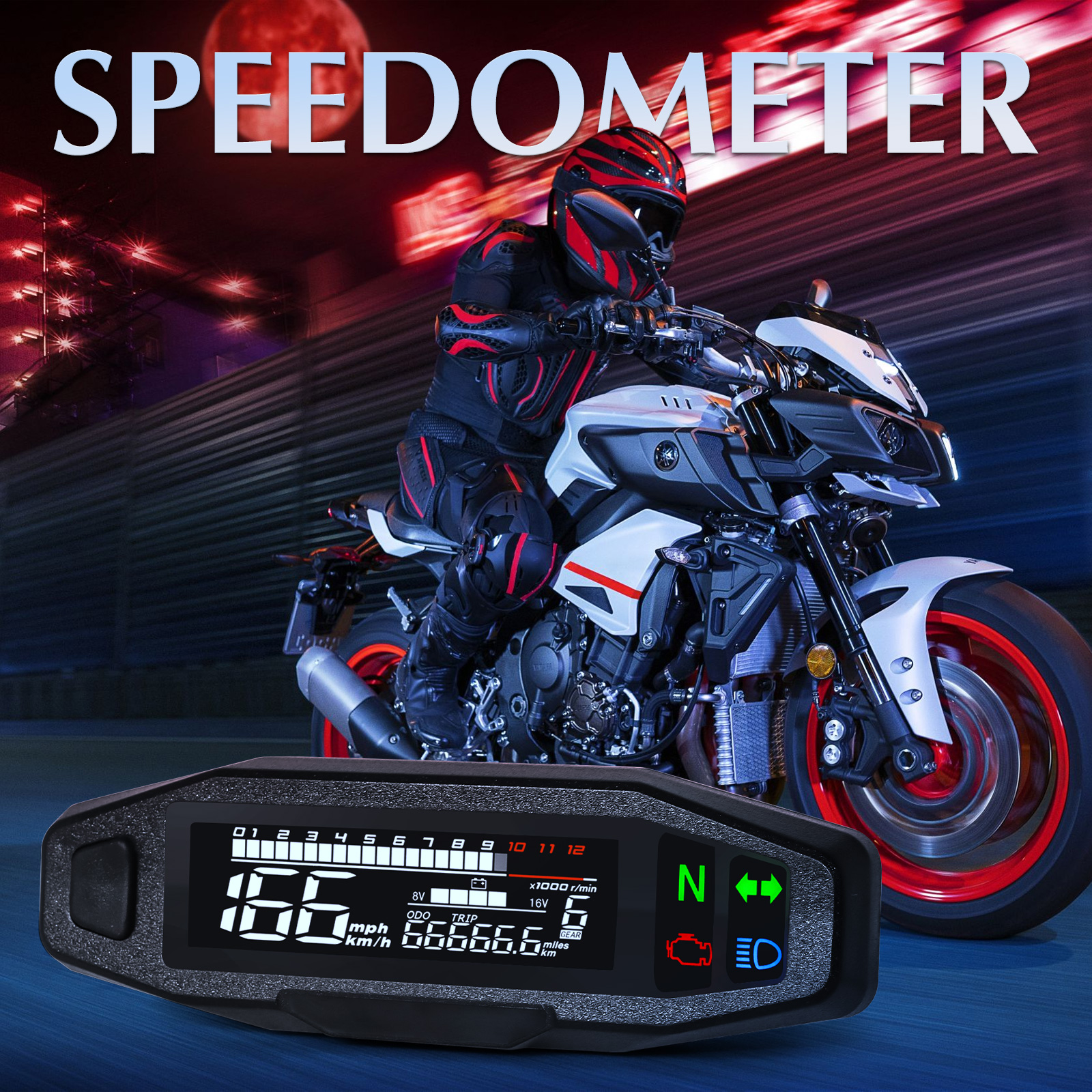 Velocímetro impermeable para motocicleta, tablero Digital LED Universal Km/h MPH, odómetro, Sensor de indicador de Motor con soporte Y/Z/W