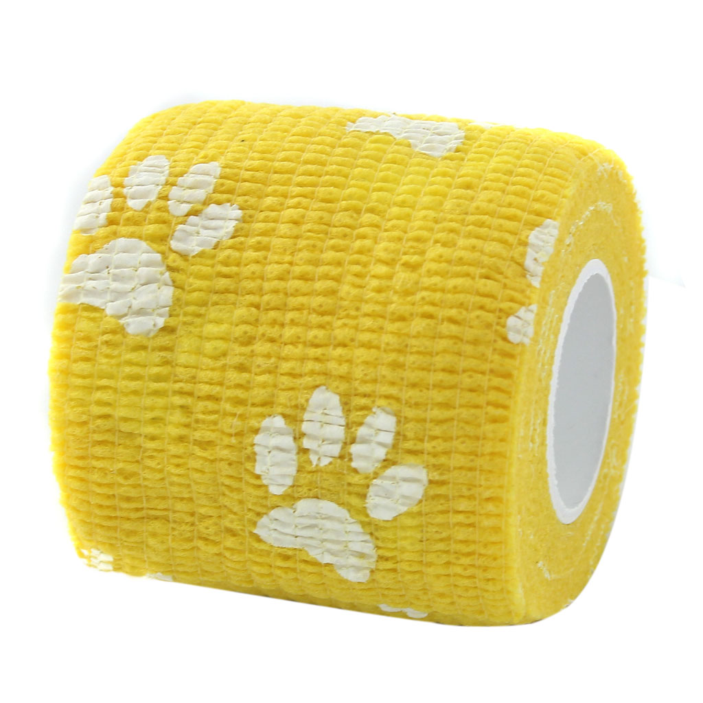5 Rolls Cat Dog Pet Cohesive Bandage Gauze Tape Wrap Claw Print 5cm