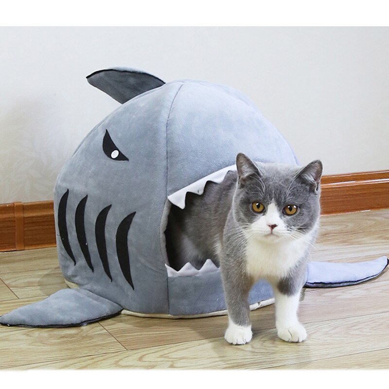 Lit de maison et doux pour chat et requin, panier doux pour chien, accessoires, produits pour animaux de compagnie