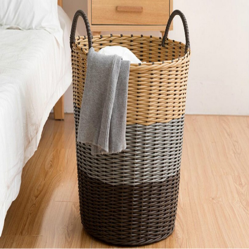 43*42cm cart laundry basket laundry hamper dirty clothes basket laundry organizer: Light Yellow