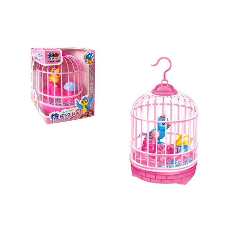 Mini Simulation Bird Cage Induction with Light Voice-activated Birdcage Toys Children's Small Birdcage Toys Novelty Toys