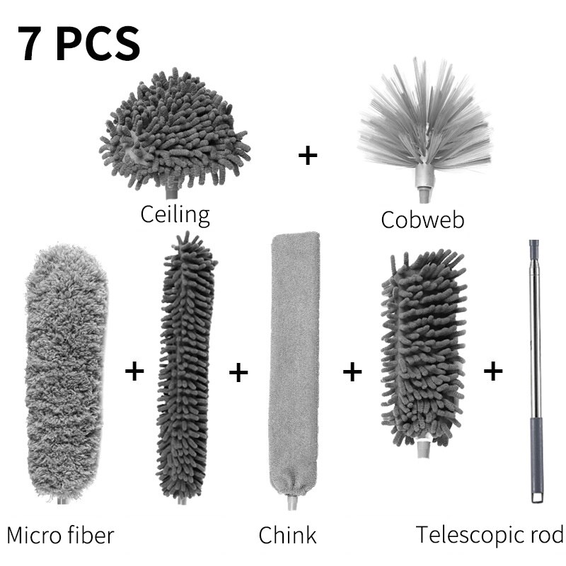 Telescopic Dusters Household Cleaning Tools Dust Removal, Chenille/Fiber/PET Material, Cleaner For Home Desktop Sofa Cupboard: Set 2 (7 PCS)