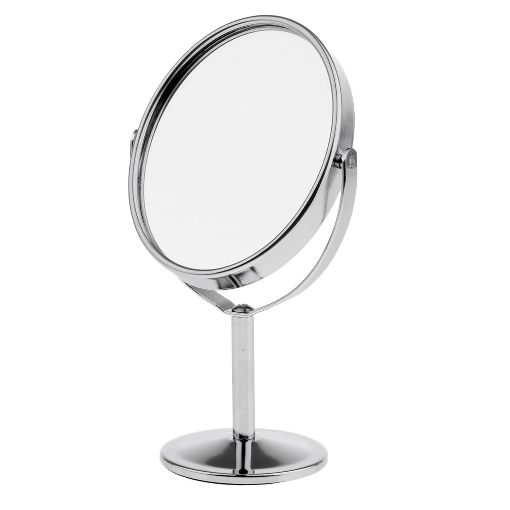 Table Mirror Magnification Tabletop Vanity Stand Oval Mirror Two-Side Makeup Dual Side Mirror Table Desktop Makeup Mirrors: Silver