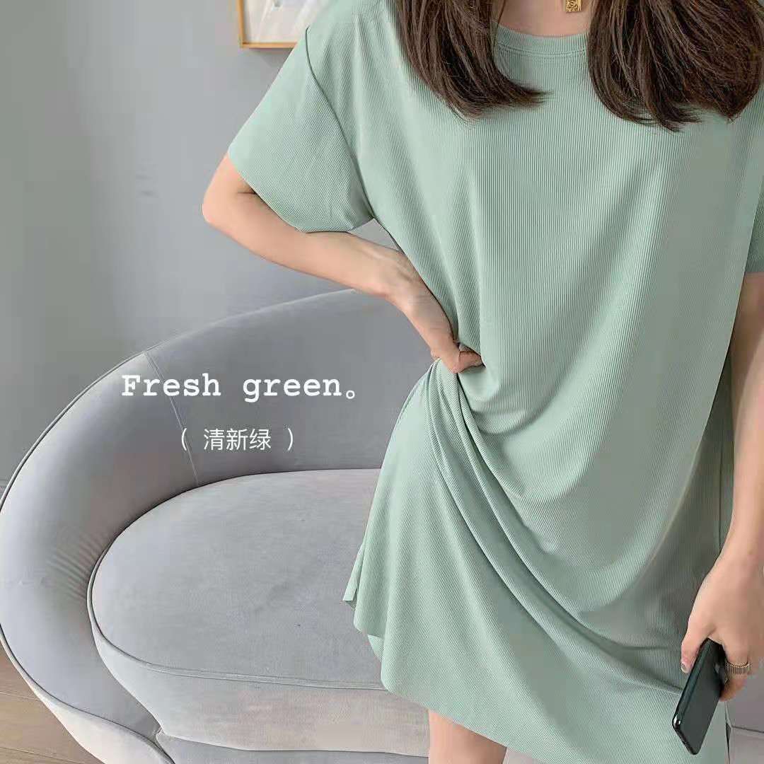 Nachthemden Vrouwen Solid Leisure O-hals Losse Gezellige Zoete Japan Stijl Vrouwtjes Homewear Sleepshirts Eenvoudige Ontworpen Zomer Stretchy: green