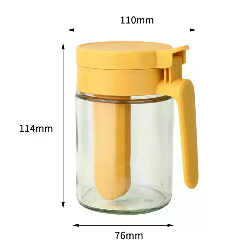 Household Kitchen Moisture-Proof Seasoning Jar Salt Container 2 In 1 Glass Spice Bottle Spoon Separation Glass Seasoning Can