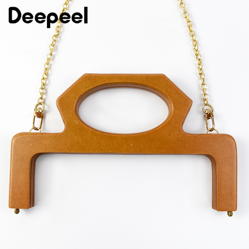 1/2 Stuks 25*15 Cm Mode Houten Tas Handvat Portemonnee Frame Kus Sluiting Diy Handgemaakte Sluiting Naaien beugels Vrouwen Handtas Accessoires