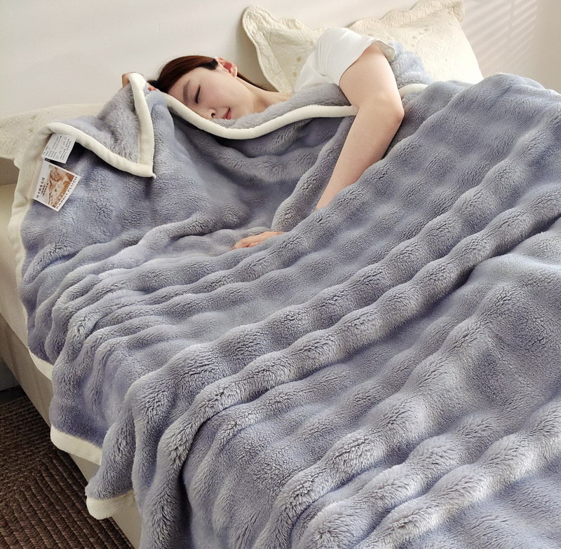 Manta de piel de conejo de franela de Color sólido, funda para siesta, manta suave para sofá, funda de lana Coral para dormitorio, fabricante al por mayor: 250 x 230 cm / Naranja
