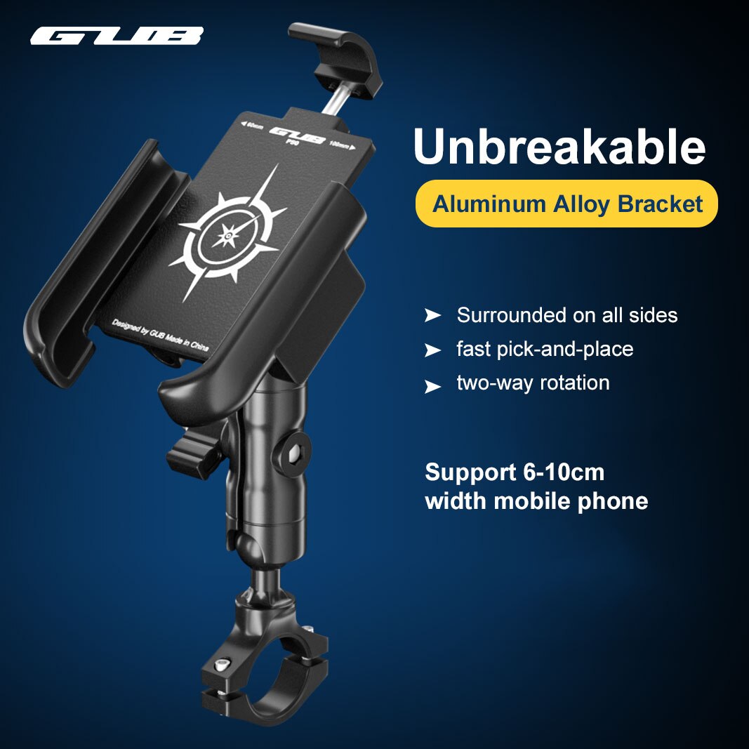 Gub P50 Aluminium Fiets Telefoon Houder Beugel Voor 4.5 &quot;Tot 6.5&quot; Telefoon Fiets Stand Scooter Motorfiets Mount Ondersteuning stuur Clips