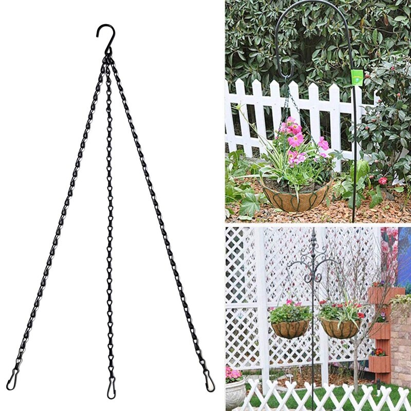 6 pakke hængekæde, kraftig 50cm hængende blomsterkurv udskiftningskæde  -3 punkts havebøjle til udendørs eller i