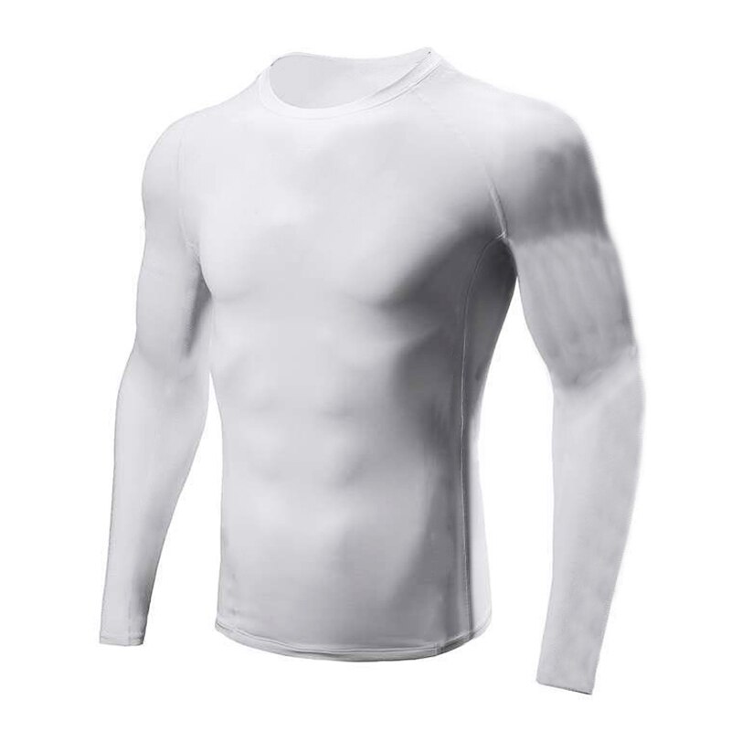 Lauf T-Shirt Männer Rollkragen Kompression Shirt trainieren Fitness Spitzen Herbst Bodybuilding Kleidung Fitnessstudio Langarm T Hemden: Weiß / XL