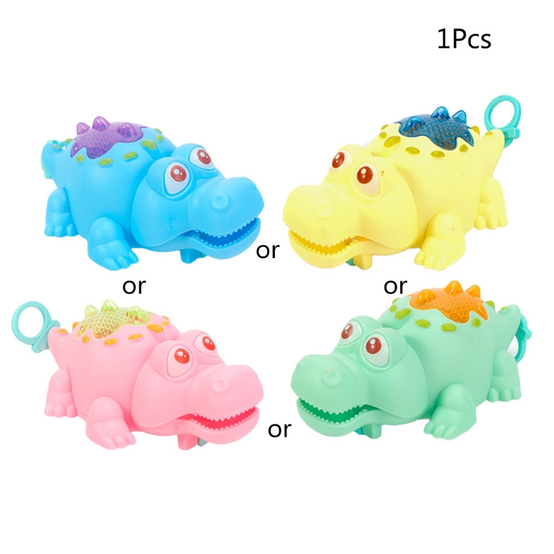 40JC Pool Float Bath Toy Wind-Up Clockwork Pull String Swimming Crocodile LED Light Up Bathtub Animal Toys for Boys Girls Random
