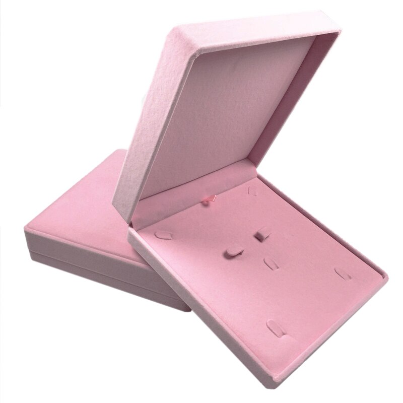 19x19x5cm PU Leather Velvet Jewelry Earring Necklace box for Jewerlley Set Display Storage Case: Pink