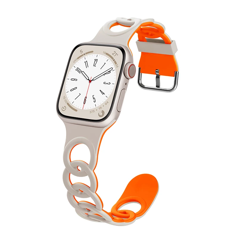 Pasek do Apple Watch Band Ultra 49mm 44mm 40mm 45 Mm 41mm 38mm 42mm Sportowa silikonowa bransoletka z pętlą IWatch Series 8 7 6 3: Ciemny niebieski czarny / 12mm