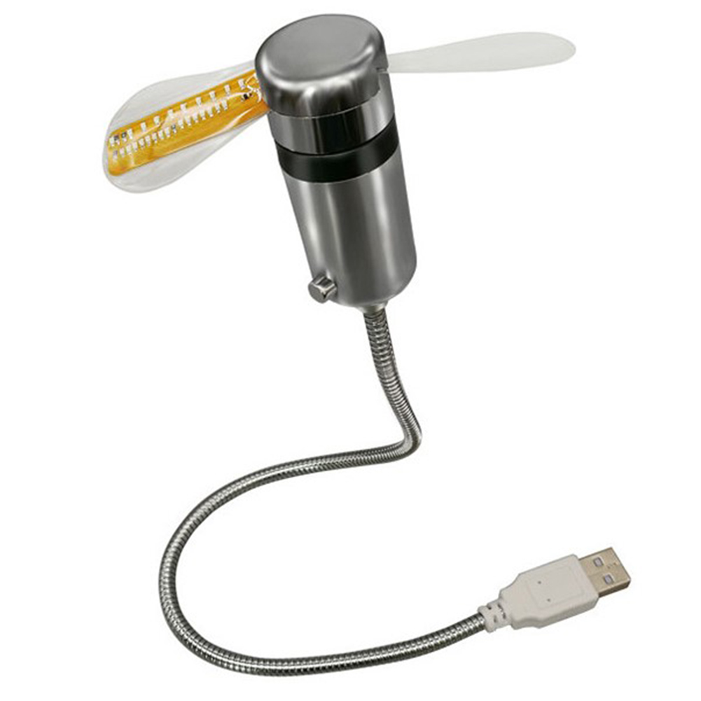 Ventilador de reloj LED con pantalla de temperatura y tiempo, miniventilador de refrigeración intermitente, alimentado por USB, Flexible, cuello de cisne, para ordenador portátil, PC y Notebook: Blanco