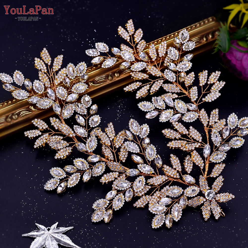YouLaPan, accesorios para el cabello de boda, Tiara de diamantes de imitación, tocado de novia, corona para desfile, pinza para el cabello para mujer, horquilla nupcial para HP254: PLATEADO