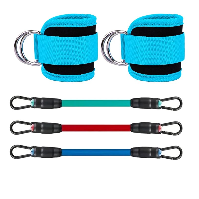 Ankle Straps Resistance Bands Set Fitness Workout Exercise Equipment Ankle Weight Yoga Elastic Fitness Band For Gym Man Woman: Blue