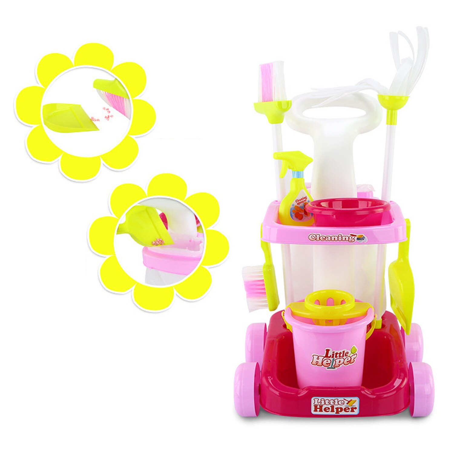 9 Pcs Kids Baby Simulatie Housekeeping Huishoudelijke Schoonmaken Speelgoed Set Met Schoonmaken Winkelwagen Bezem Mop Emmer Voor Pretend Rollenspel speelgoed