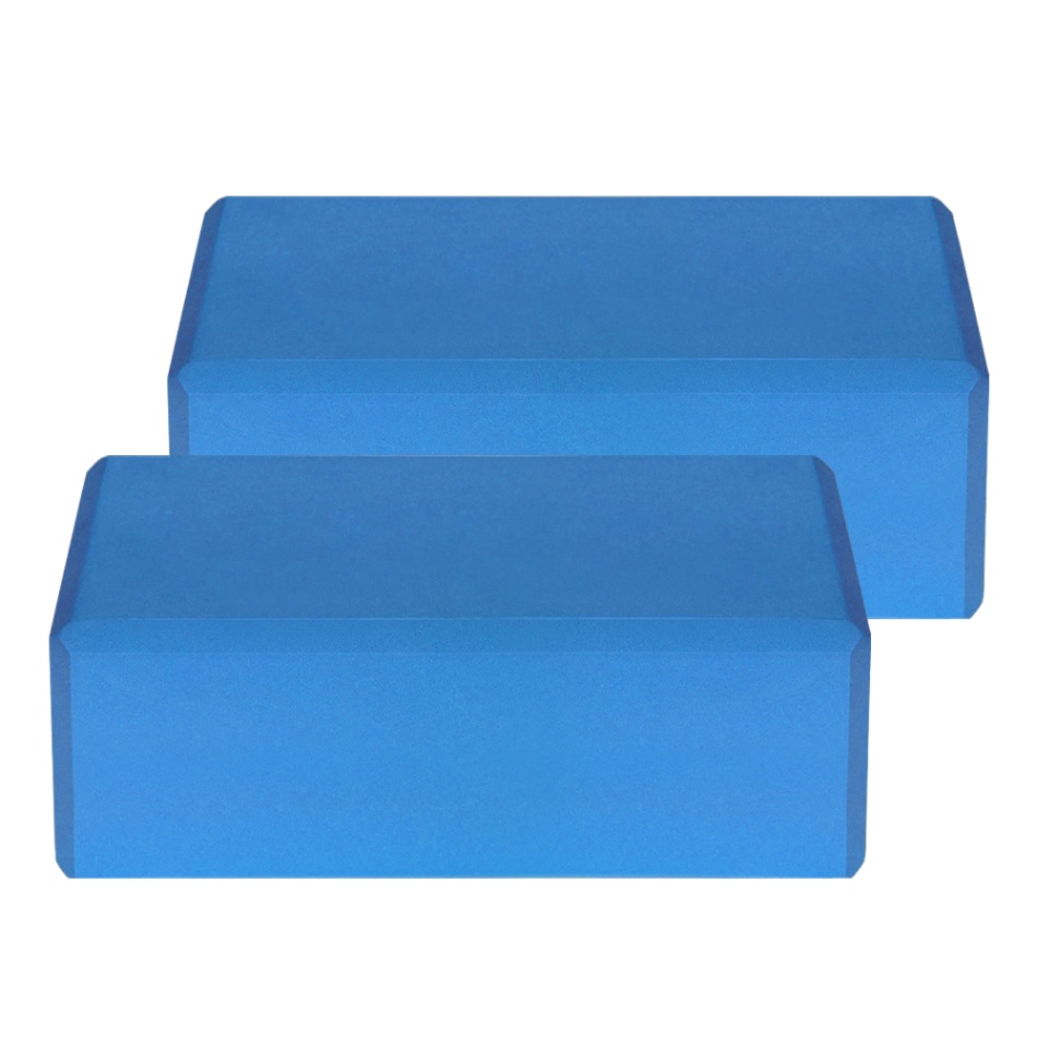 Yoga Block Set Pilates Fitness EVA Yoga Blocks Latex-free Non-slip for Exercise Workout Fitness Training Block Yoga Pilates: Blue 2 pcs