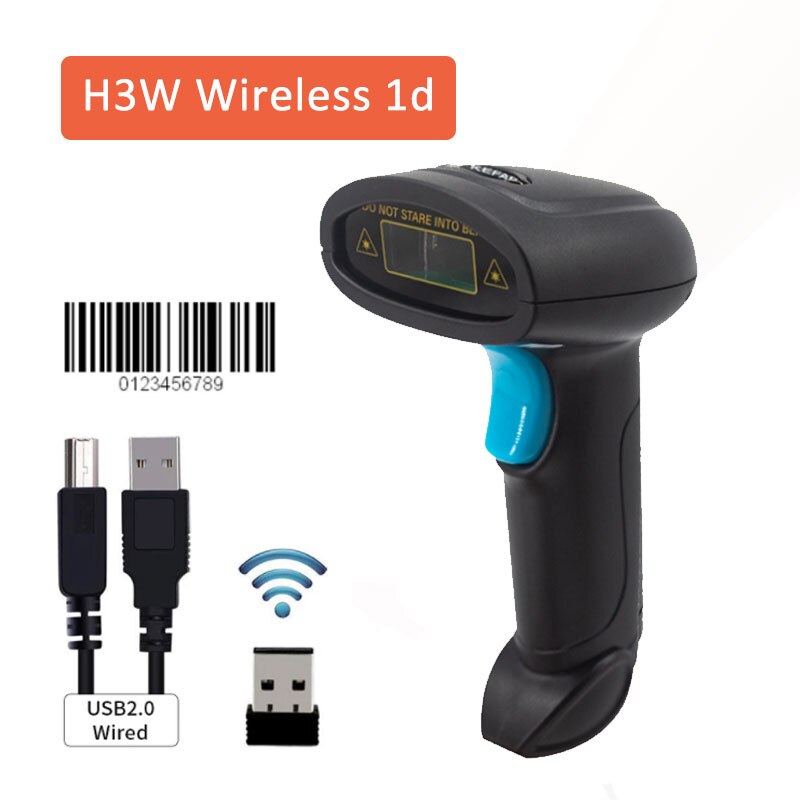 Holyhah 1D&amp;2D Handheld Barcode Bar Code Scanner Reader QR PDF417 Bluetooth 2.4G Wireless &amp;Wired For Mobile Phone Android iOS: H3W Laser