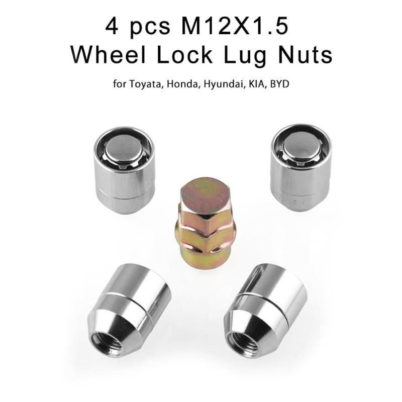 VODOOL, 4 Uds., Tuercas universales para rueda de coche M12x1.5mm, Tuercas antirrobo de seguridad cónicas de 60 grados, juego de accesorios de neumáticos con 1 llave